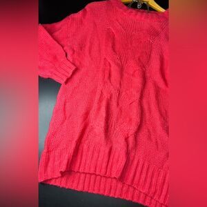Aerie Hot Pink Cable Knit Wool Blend Sweater Size XS EUC